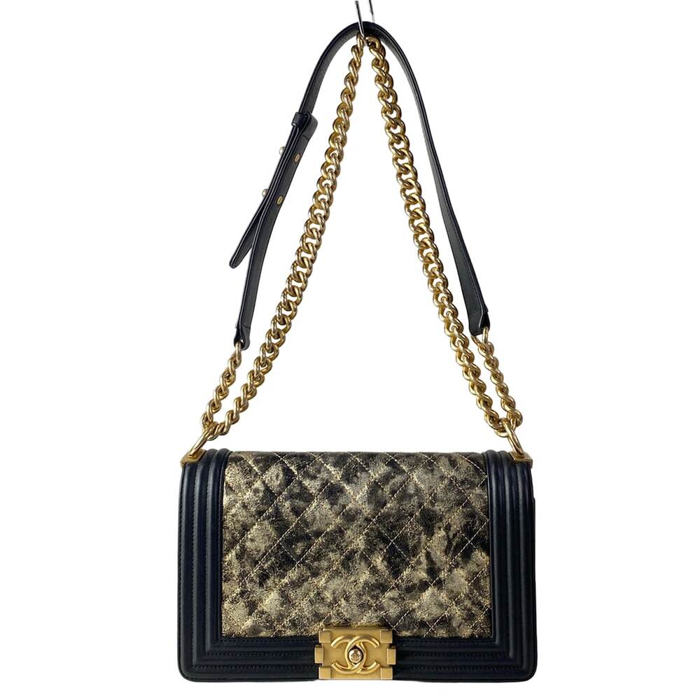 Chanel Boy Chanel 25 Shoulder Bag A67086 Black Gold